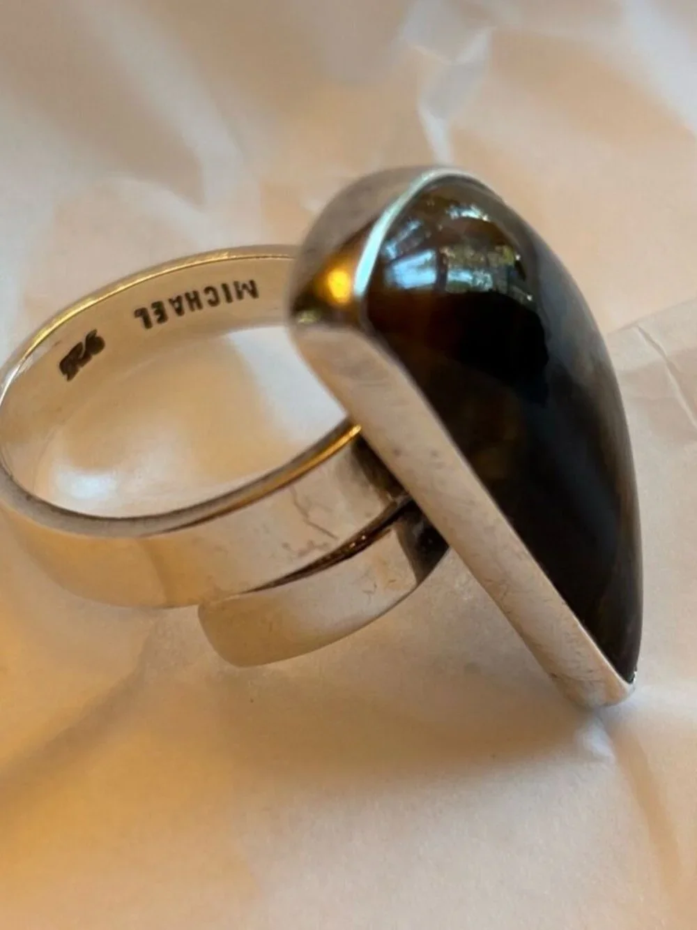 Vintage Signed MICHAEL 925 Sterling Silver Chunky Statement Ring